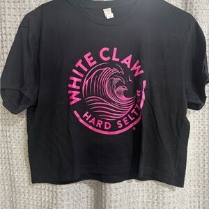 White Claw Black Crop Top with Pink Graphic